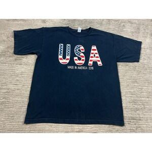 Made in the USA T-Shirt Mens XL Navy Blue USA 2016 Graphic Tee Patriotic Cotton